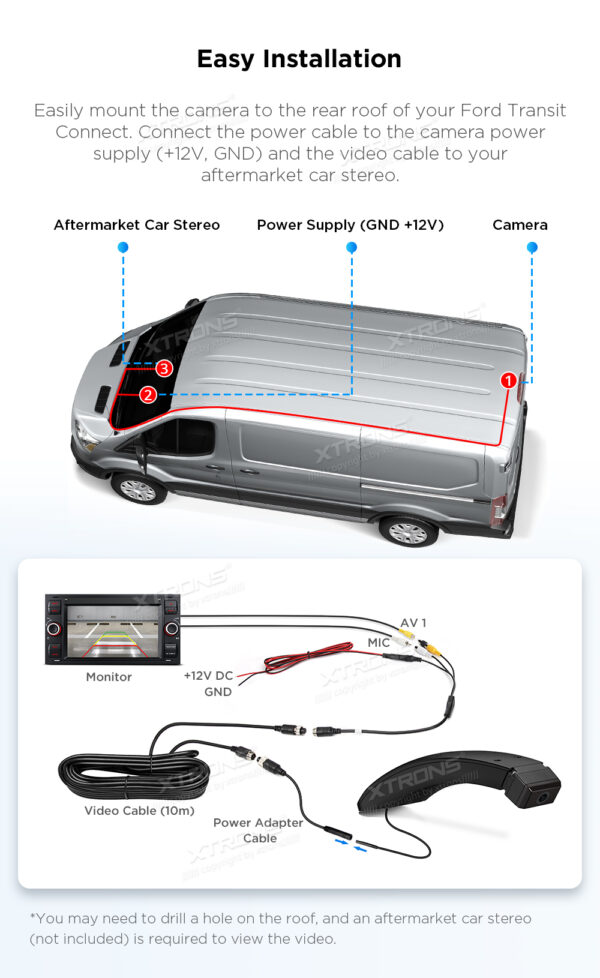 Ford Transit Connect | Brake Light Rear Camera  | Waterproof Night Vision | ACCAMFTS005