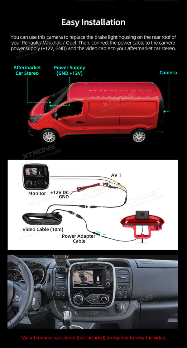 Renault / Vauxhall / Opel | Brake Light Reversing Camera | Waterproof Night Vision | ACCAMRCV001