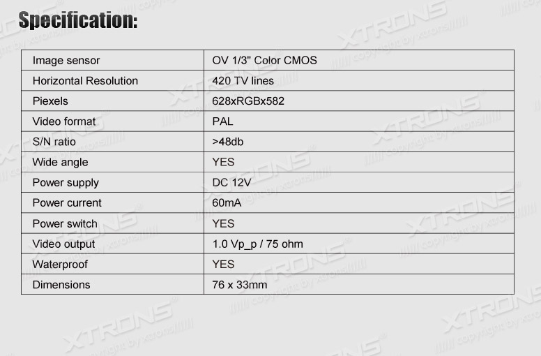 VW | Various | Reversing Camera | CAMVWP003