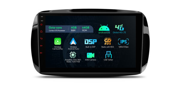 Smart Fortwo | Android / iPhone | Octa Core | 4GB RAM & 64GB ROM | Global 4G LTE Solution | IAP92MSMTNS
