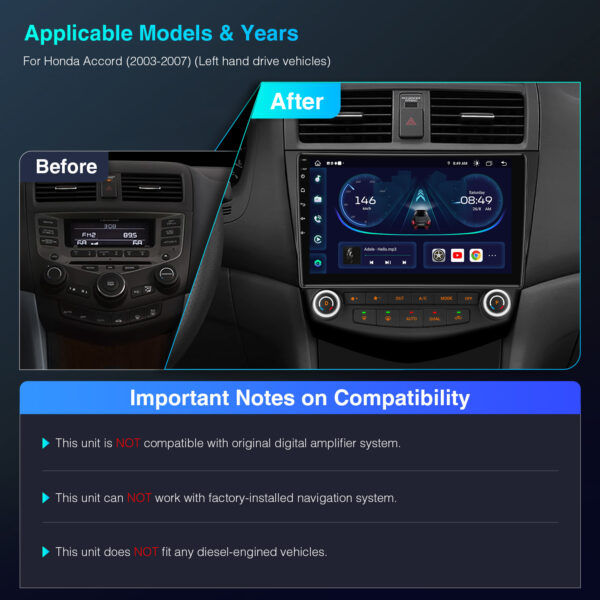 Honda Accord | Android / iPhone | Octa Core | 2GB DDR4 RAM & 32GB ROM | Automotive-grade Hardware | IEP12ACHL