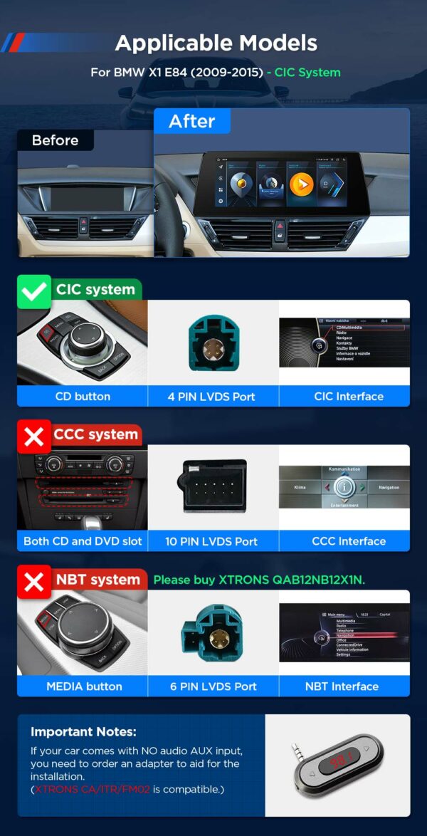 BMW | X1 | Android 13 | Octa-core | 8GB RAM & 128GB ROM | Integrated 4G LTE | QAB12CIB12X1