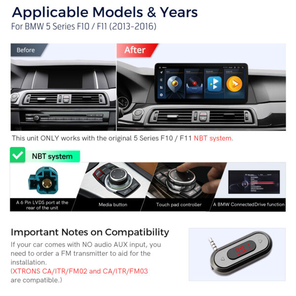 BMW | F10/F11 | Android / iPhone | Octa-core | 4GB RAM & 64GB ROM | Global 4G LTE |  QLB22NB12FV