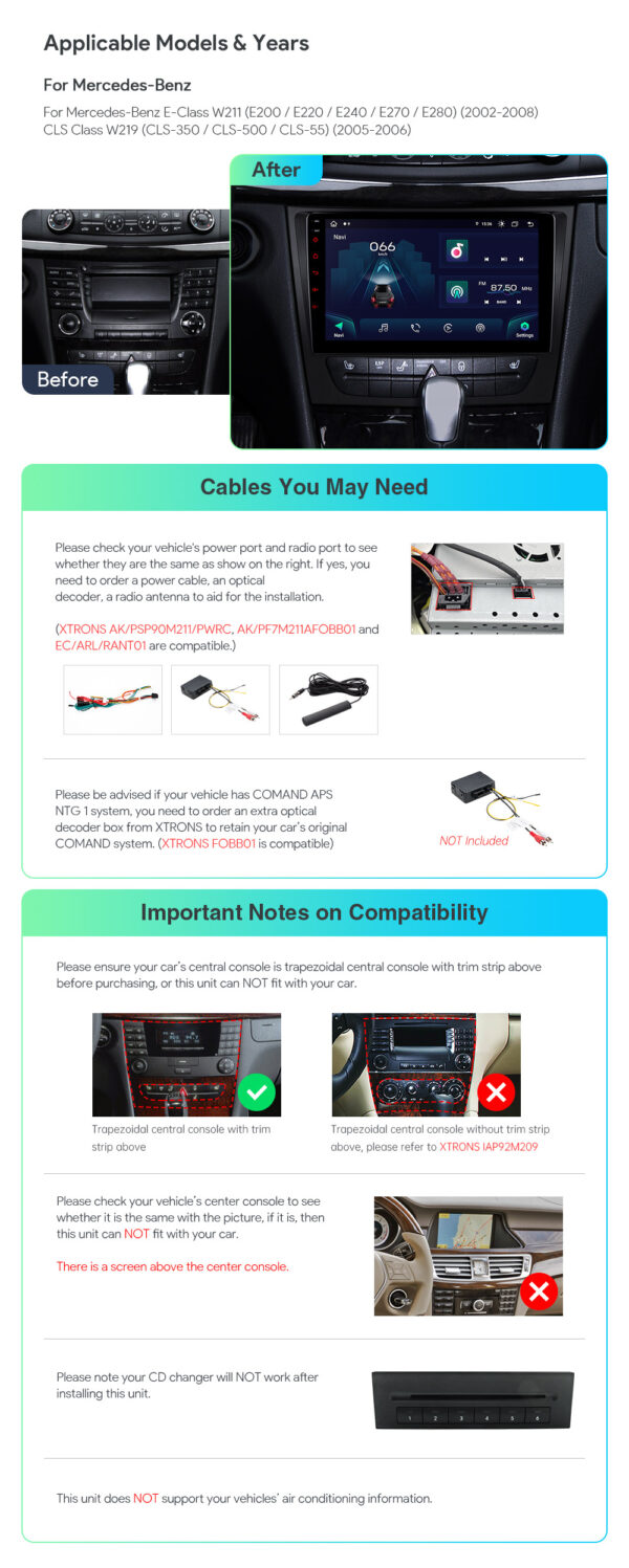 Mercedes | Various | Android / iPhone | Octa Core | 4GB RAM & 64GB ROM | Global 4G LTE Solution | IAP92M211S