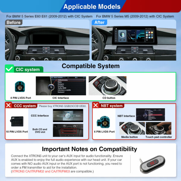 BMW | 5 series | Android OS & OEM System | Qualcomm 680 | Octa Core | 8GB RAM & 128GB ROM | QGB23CIB12E60