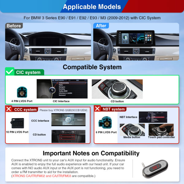 BMW | 3 series | Android OS & OEM System | Qualcomm 680 | Octa Core | 8GB RAM & 128GB ROM | QGB23CIB12E92