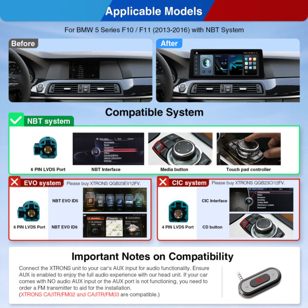 BMW | 5 Series | Android OS & OEM System | Qualcomm 680 | Octa Core | 8GB RAM & 128GB ROM | QGB23NB12FV