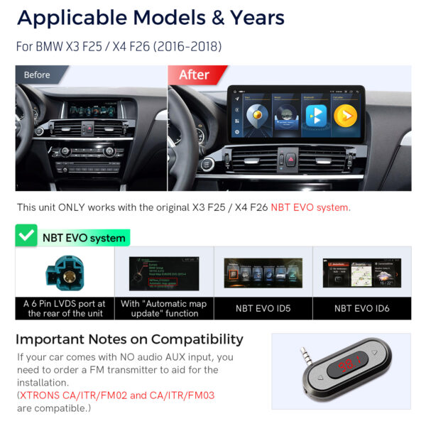 BMW | X3/X4 | Android / iPhone | Octa-core | 4GB RAM & 64GB ROM | Global 4G LTE |  QLB22EVB12X3