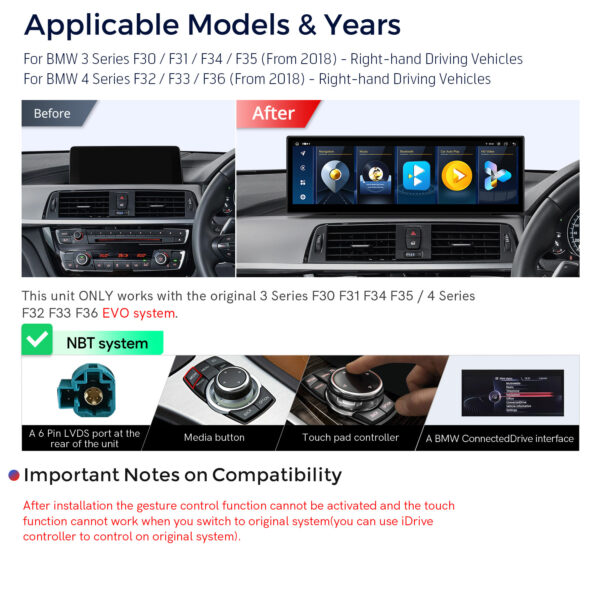 BMW | 3 Series/4 Series | Android OS & OEM system | Octa-core | 8GB RAM & 128GB ROM | Global 4G LTE | QLBH44THEVR3