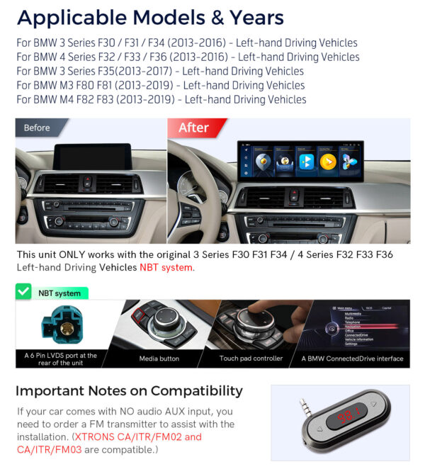 BMW | 3 Series /4 Series | Android OS & OEM system | Octa-core | 8GB RAM & 128GB ROM | Global 4G LTE | QLBH44THNBL