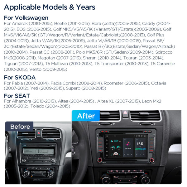 Volkswagen / SEAT / SKODA | Android 14 | Octa Core | 4GB RAM & 64GB ROM | Global 4G LTE Solution | PX74MTVGS