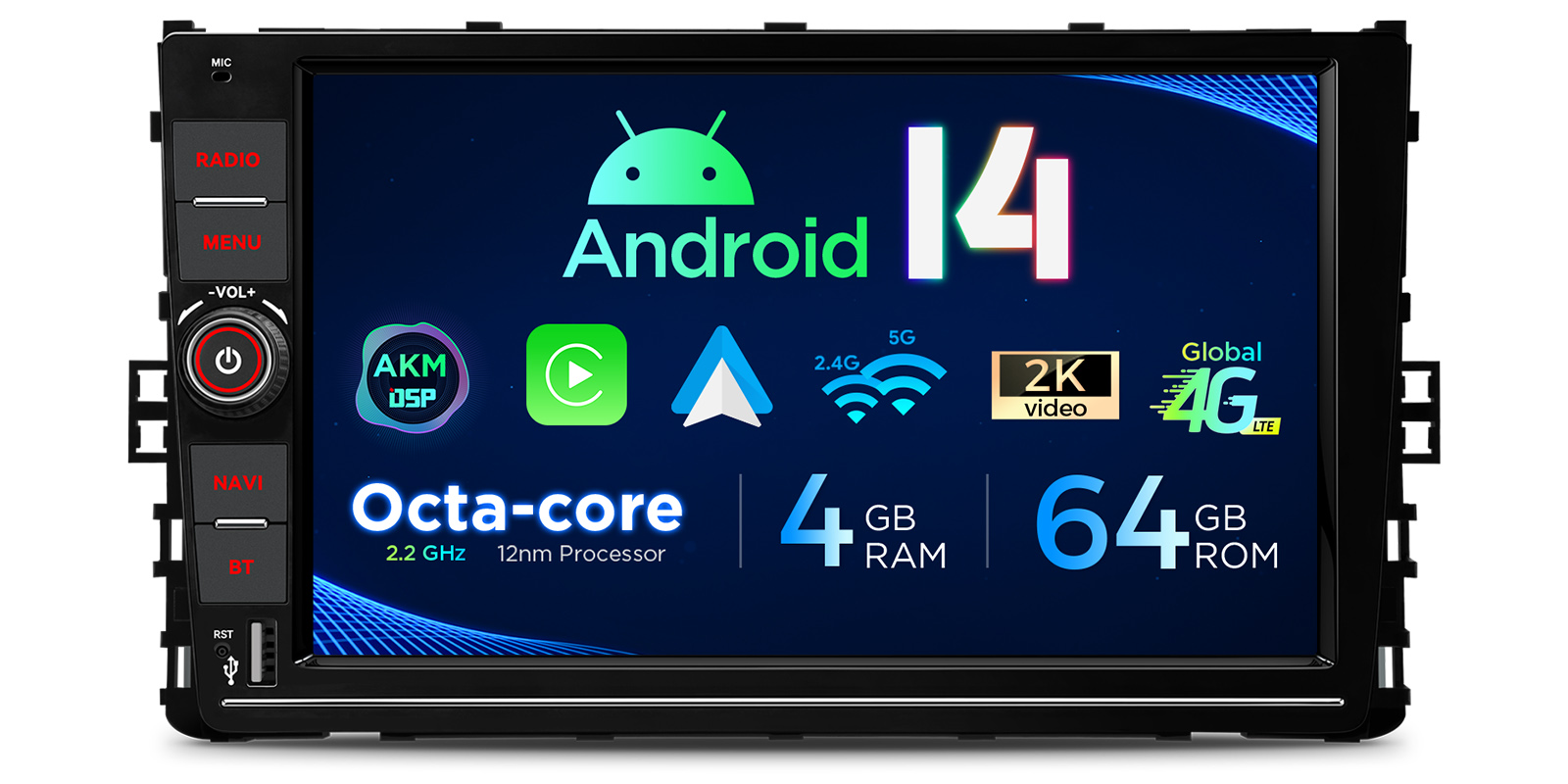 Volkswagen | Android 14 | Octa Core | 4GB RAM & 64GB ROM | Global 4G LTE Solution | PX94MTNVGS