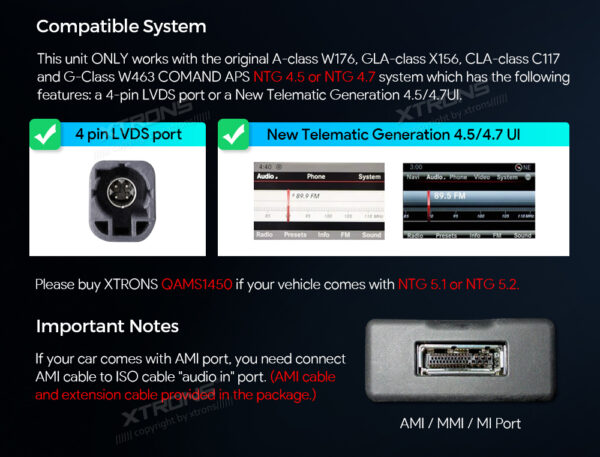 Mercedes-Benz | Android OS & OEM system | Octa-core | 4GB RAM & 64GB ROM | Integrated 4G LTE | QAMS1445