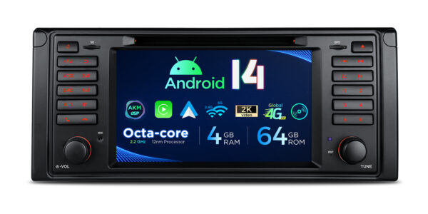 BMW  | E39 | Android 14 | Octa Core | 4GB RAM & 64GB ROM | Global 4G LTE Solution | PX7439BGS