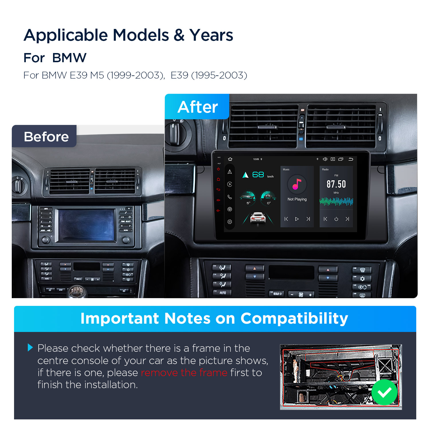 BMW E39 9" Android Car Stereo Radio | Wireless Apple CarPlay & Android Auto | PXP9439BGDAB