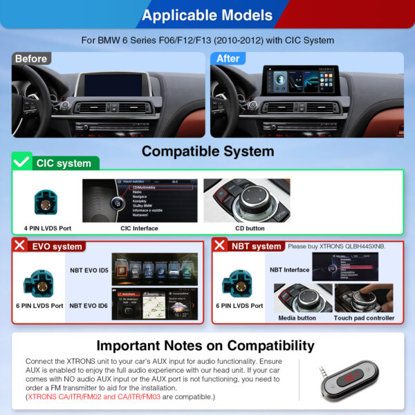 BMW | 6 series | Android OS & OEM System | Qualcomm 680 | Octa Core | 8GB RAM & 128GB ROM | QGB23CISX