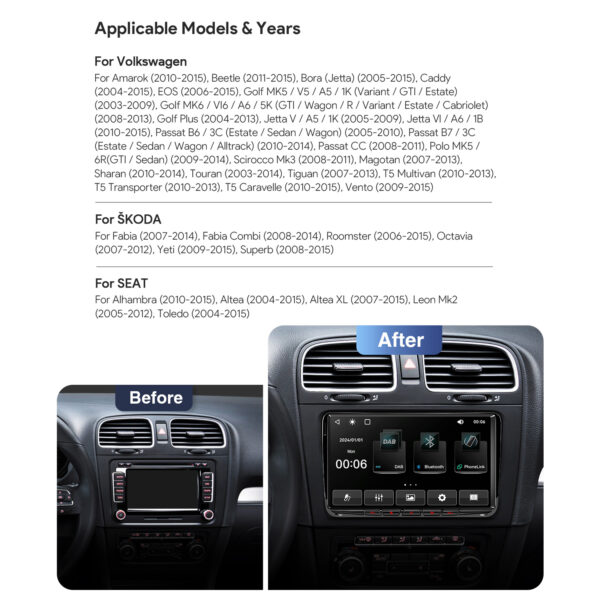 VW/Skoda/Seat | Android 14 | Octa Core | 4GB RAM & 64GB ROM | Global 4G LTE Solution | PX94MTVL (Copy)