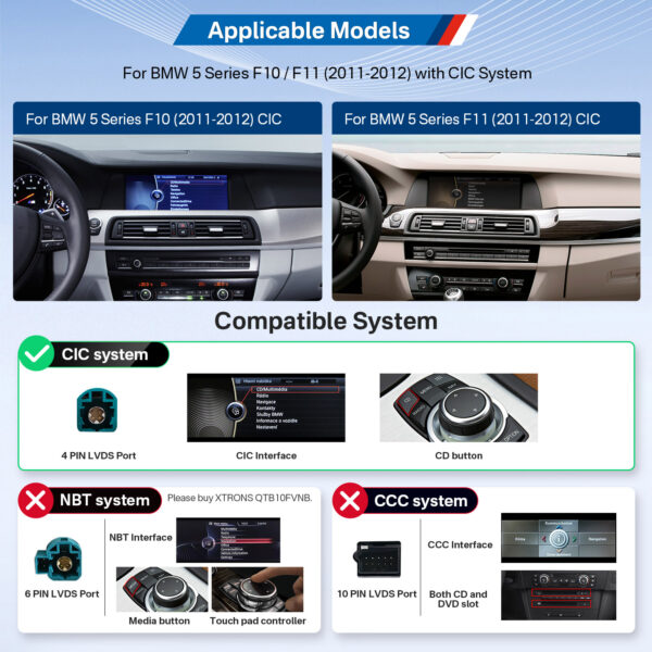 BMW | 5 Series | Android OS & OEM System | Octa Core | 64GB ROM | Full-laminated Screen | QTB10FVCI