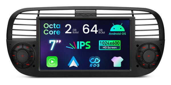Fiat 500  | Android OS | Octa Core | 64GB ROM | IPS Screen | CarPlay & Android Auto | IDS7050FLB