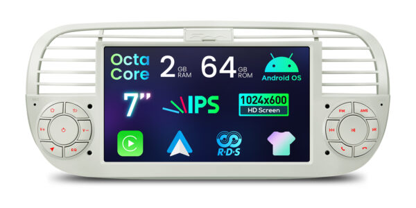 Fiat 500  | Android OS | Octa Core | 64GB ROM | IPS Screen | CarPlay & Android Auto | IDS7050FLC