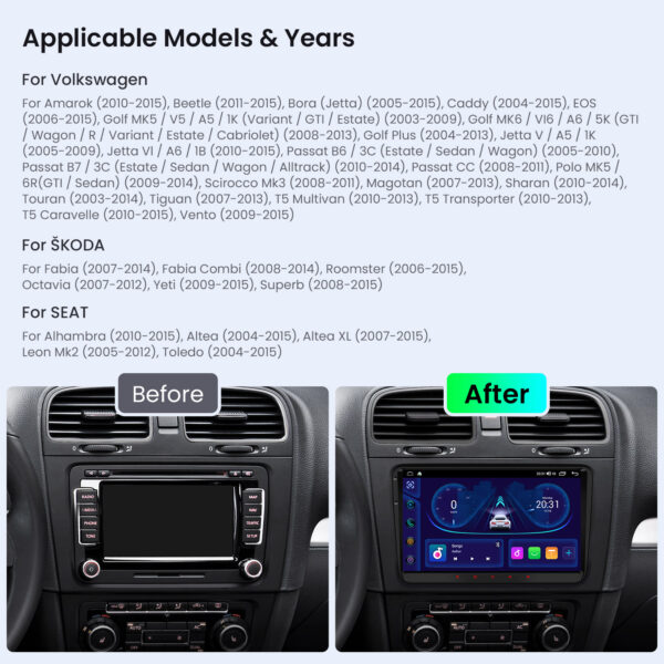 Volkswagen / SEAT / SKODA  | Android OS | Octa Core | 64GB ROM | IPS Screen | CarPlay & Android Auto | IDS90MTVL