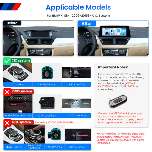 BMW | X1 E84 | Android OS & OEM System | Qualcomm 662 | Octa Core | 8GB RAM & 128GB ROM | QBBH14CIB12X1