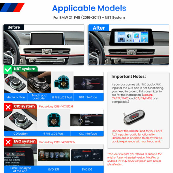 BMW | X1 F48 | Android OS & OEM System | Qualcomm 662 | Octa Core | 8GB RAM & 128GB ROM | QBBH14NB12X1N