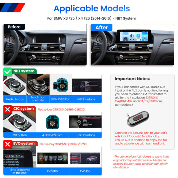 BMW | X3 / X4 | Android OS & OEM System | Qualcomm 662 | Octa Core | 8GB RAM & 128GB ROM | QBBH14NB12X3