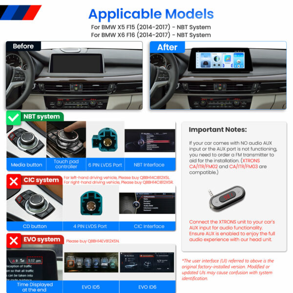 BMW | X5 / X6 | Android OS & OEM System | Qualcomm 662 | Octa Core | 8GB RAM & 128GB ROM | QBBH14NB12X5N