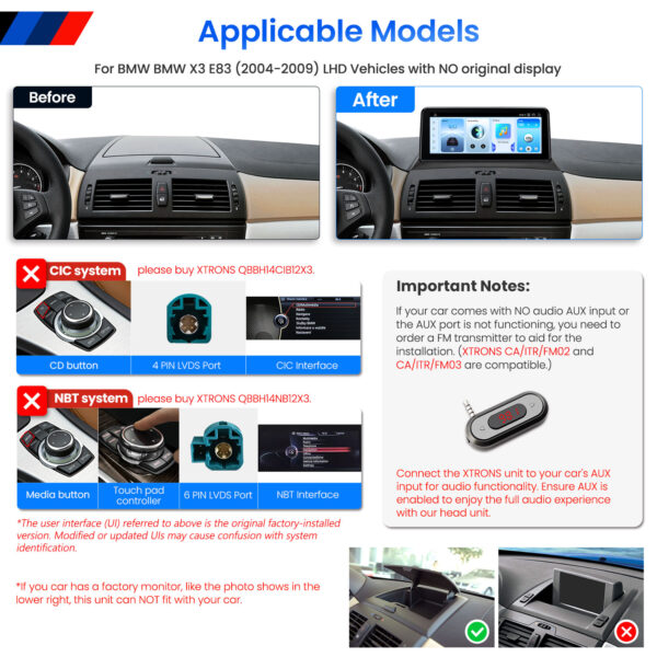 BMW | X3 E83 | Android OS & OEM System | Qualcomm 662 | Octa Core | 8GB RAM & 128GB ROM | QBBH14X3UNL