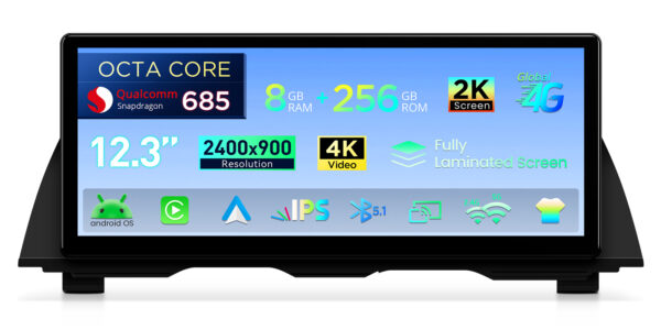 BMW | 5 Series | Android OS & OEM System | Qualcomm 685 | Octa Core | 8GB RAM & 256GB ROM | QWBX24NB12FV