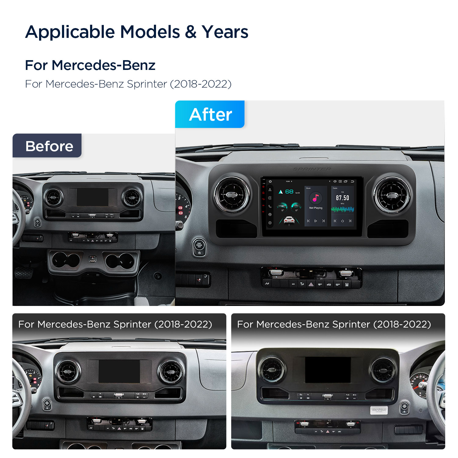 Mercedes-Benz | Sprinter | Android 14 | Octa Core | 4GB RAM & 64GB ROM | Global 4G LTE Solution | PXP14MSPGDAB