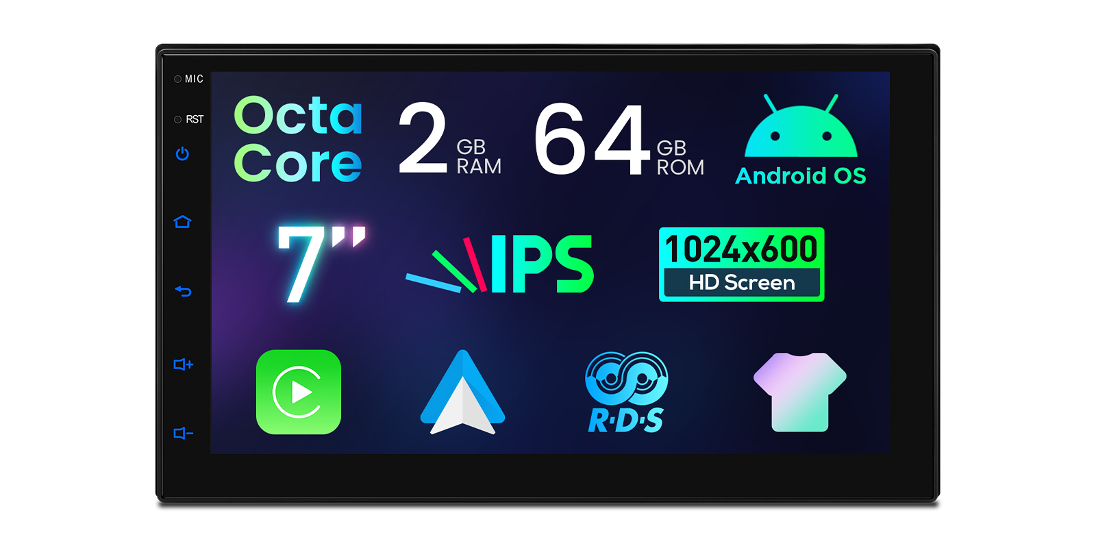 Universal | Double DIN | Android OS | Octa Core | 2GB RAM & 64GB ROM | IPS Screen | TIDS701L