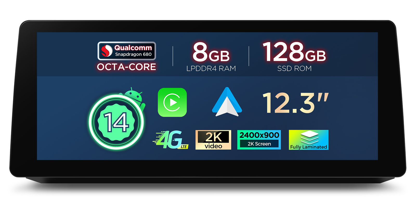 BMW | 5 series | 12.3" 2K Screen | Android OS & OEM System | Qualcomm 680 | Octa Core | 8GB RAM & 128GB ROM | QGB24CIB12E60