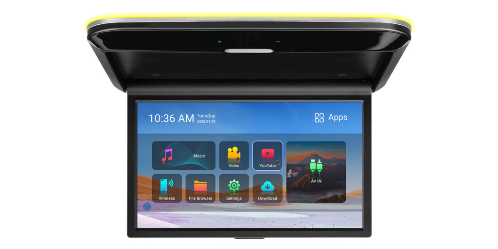 14" HD Screen | 2GB RAM & 32GB ROM | Flip Down Android Car Roof Multimedia Player | CM140AF