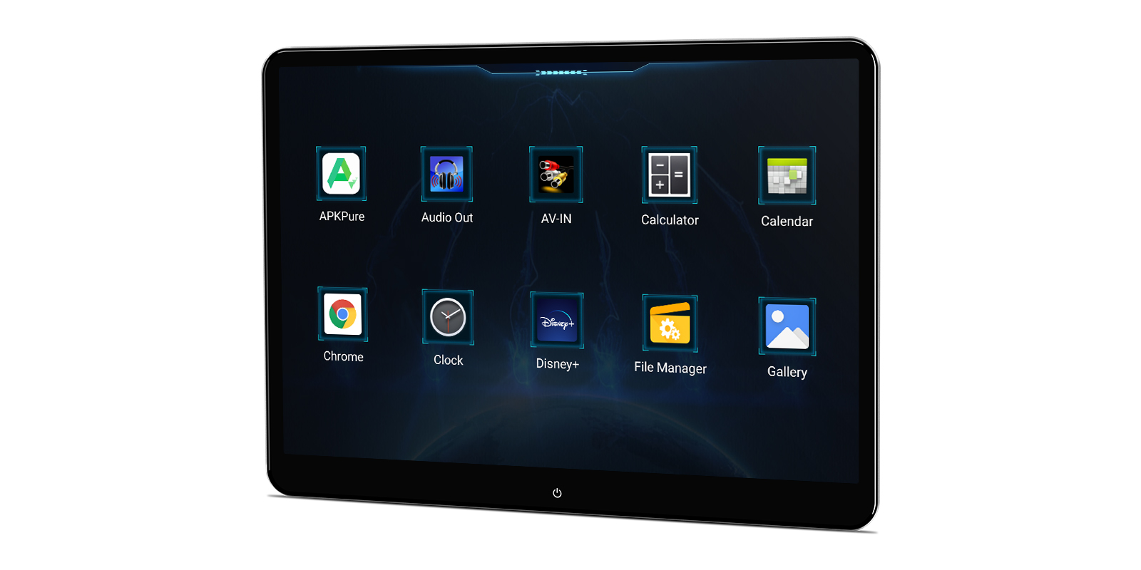 Ionos application interface screen on rear-seat entertainment system