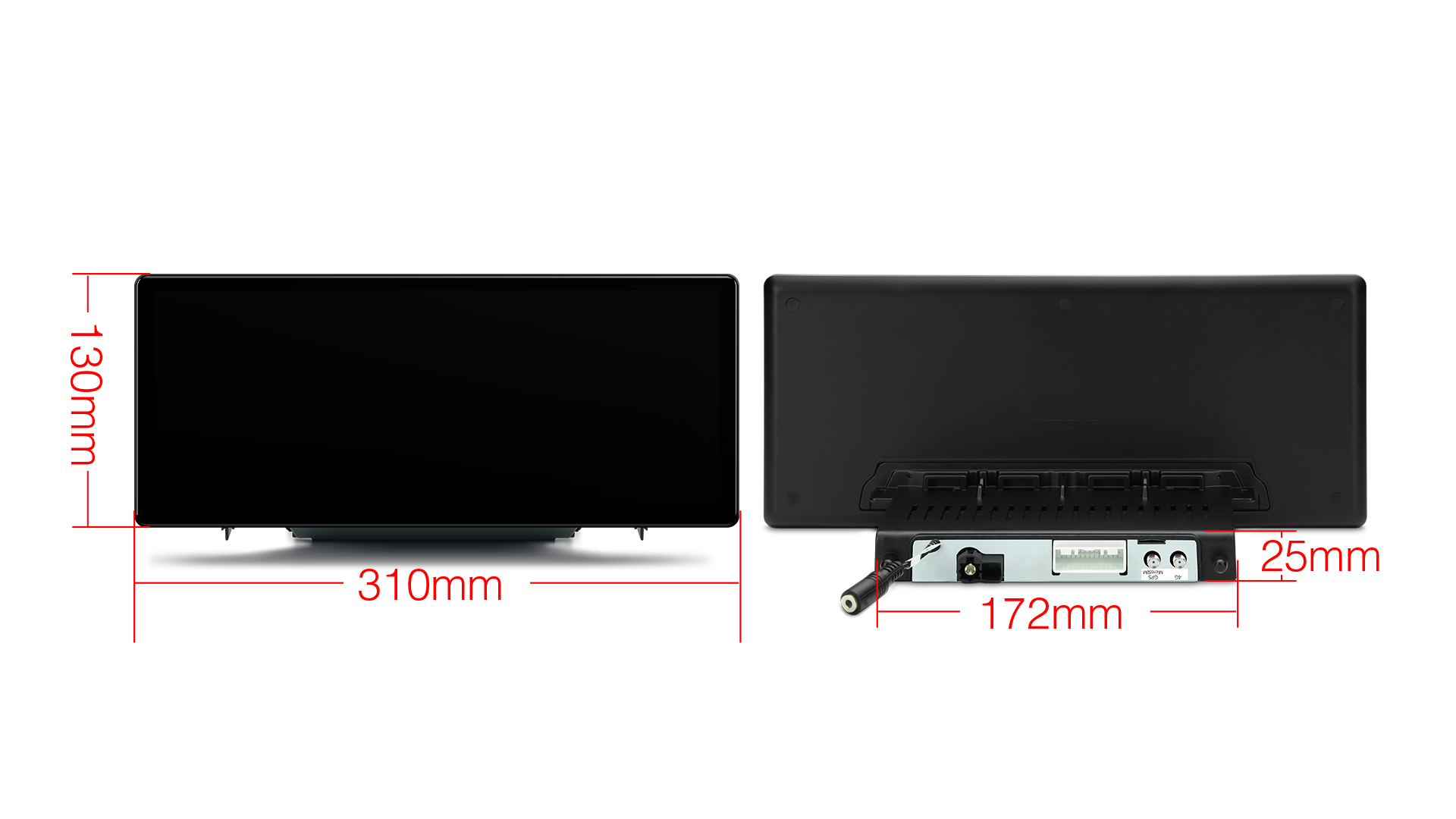 Dimension diagram showing 310mm length, 130mm height, 172mm width, and 28mm thickness measurements