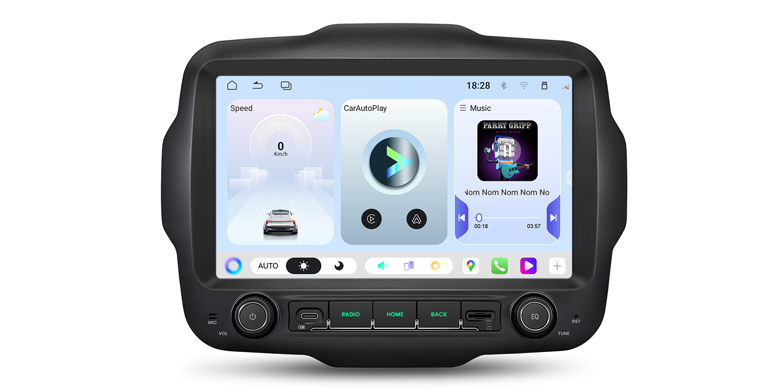 XTRONS Android head unit front view for Jeep Renegade 2015–2020