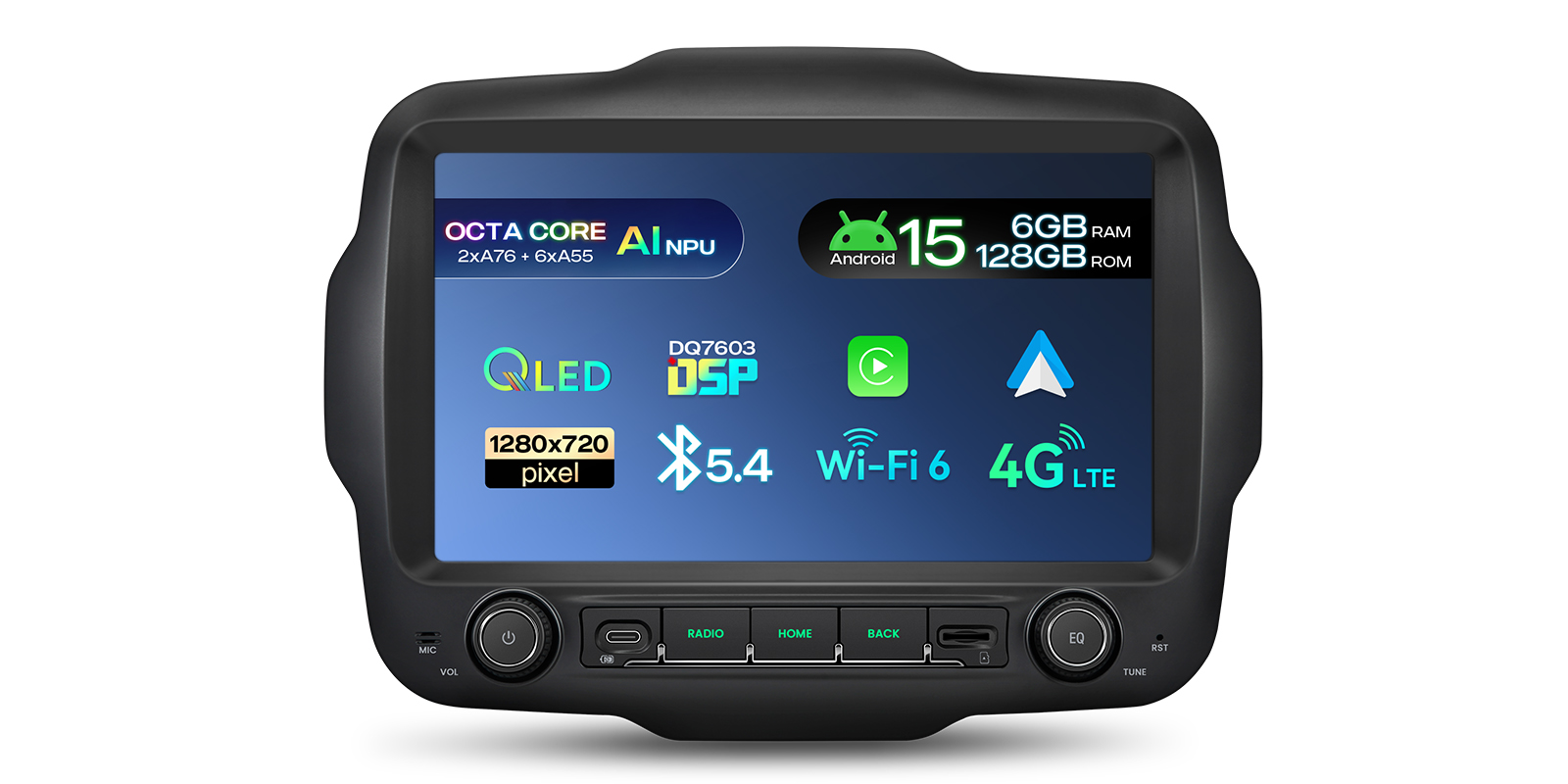 XTRONS Android 15 head unit with QLED display, Wi-Fi 6 and 4G