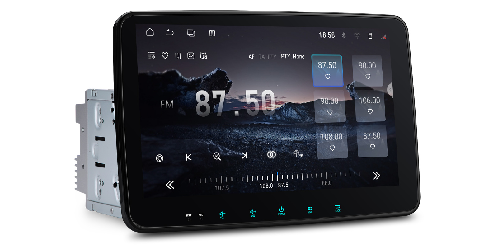 XTRONS TUAH122L car stereo displaying its built-in RDS FM radio interface. |