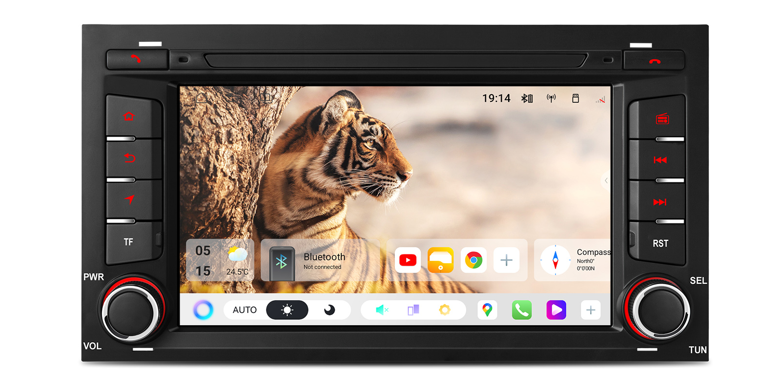 XTRONS UA75LESL car stereo with a vivid 7-inch QLED touchscreen.