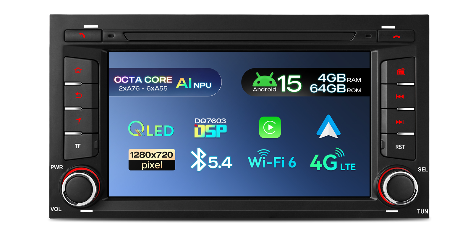 XTRONS UA75LESL featuring Android 15, 4GB RAM, 64GB storage and 4G.