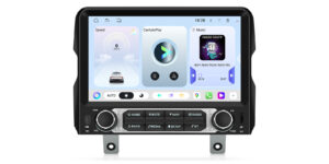 XTRONS Android 15 car stereo for Jeep Wrangler displaying the customizable home screen and music controls.