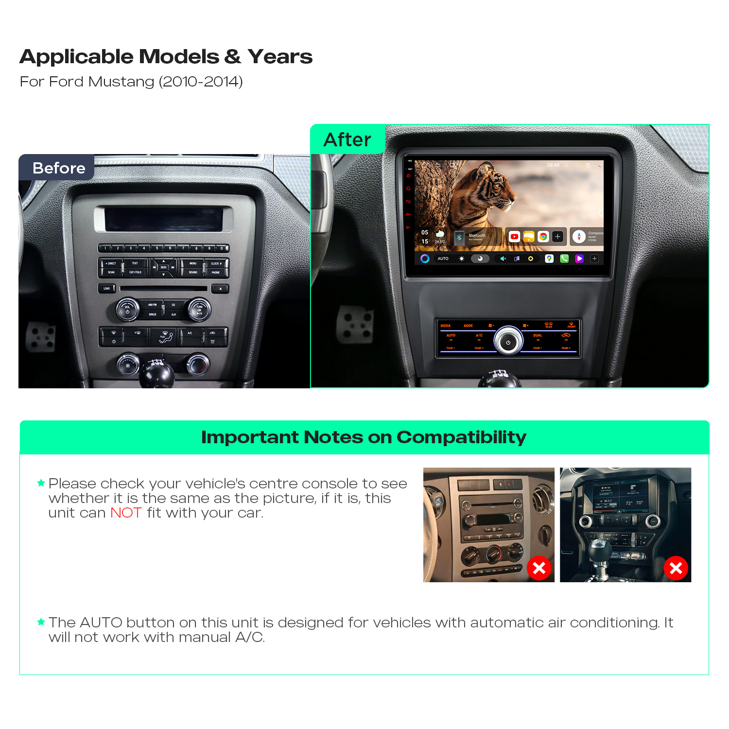 Ford Mustang 2010 to 2014 stereo fitment and compatibility guide