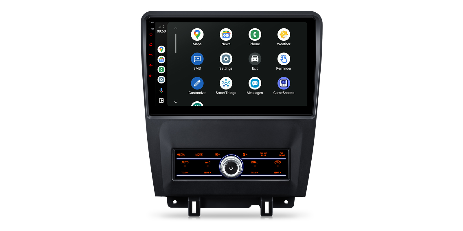 Ford Mustang touchscreen stereo displaying the Android Auto app menu