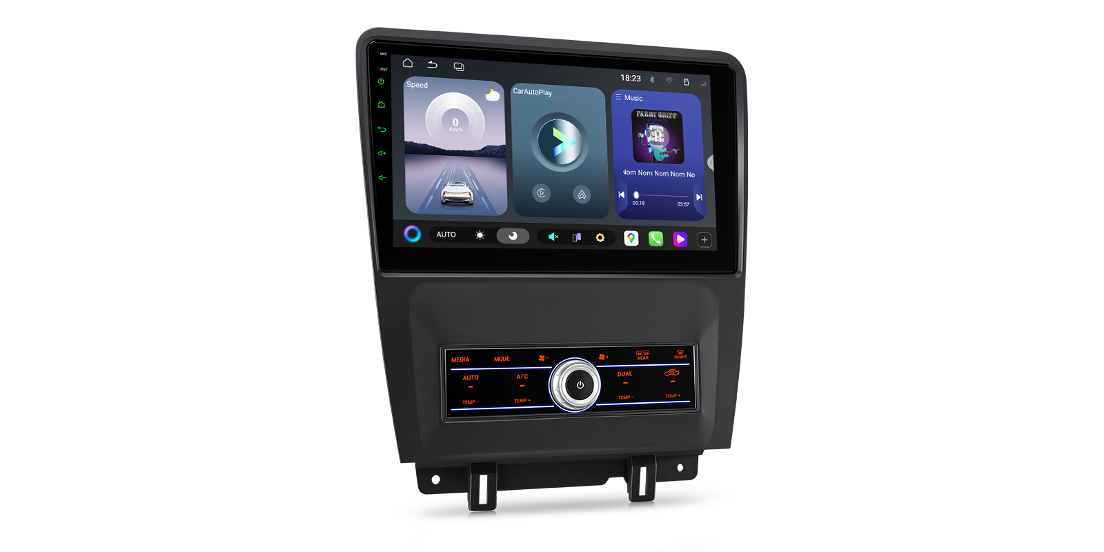 XTRONS car stereo showing a customizable dark mode home interface